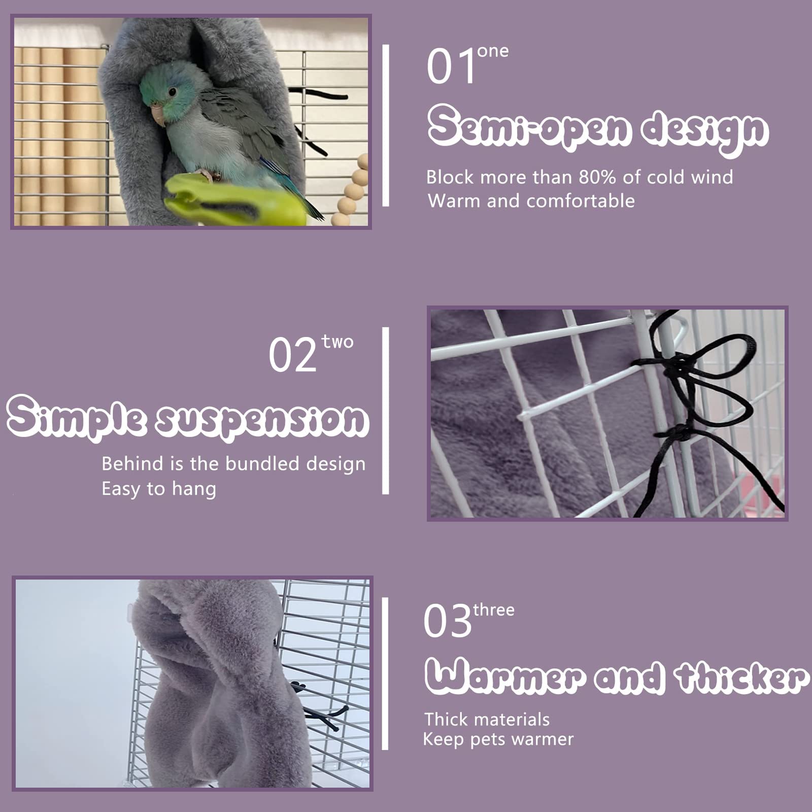 Corner Fleece Bird Blanket,Bird Blanket for Cage,Cozy for Birds,Parrot Cage Snuggle Hut Warm Bird Nest House Bed for Parrots,Sma